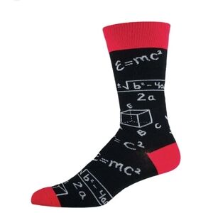 Black and Red Mathmatical Equations Socks, OS